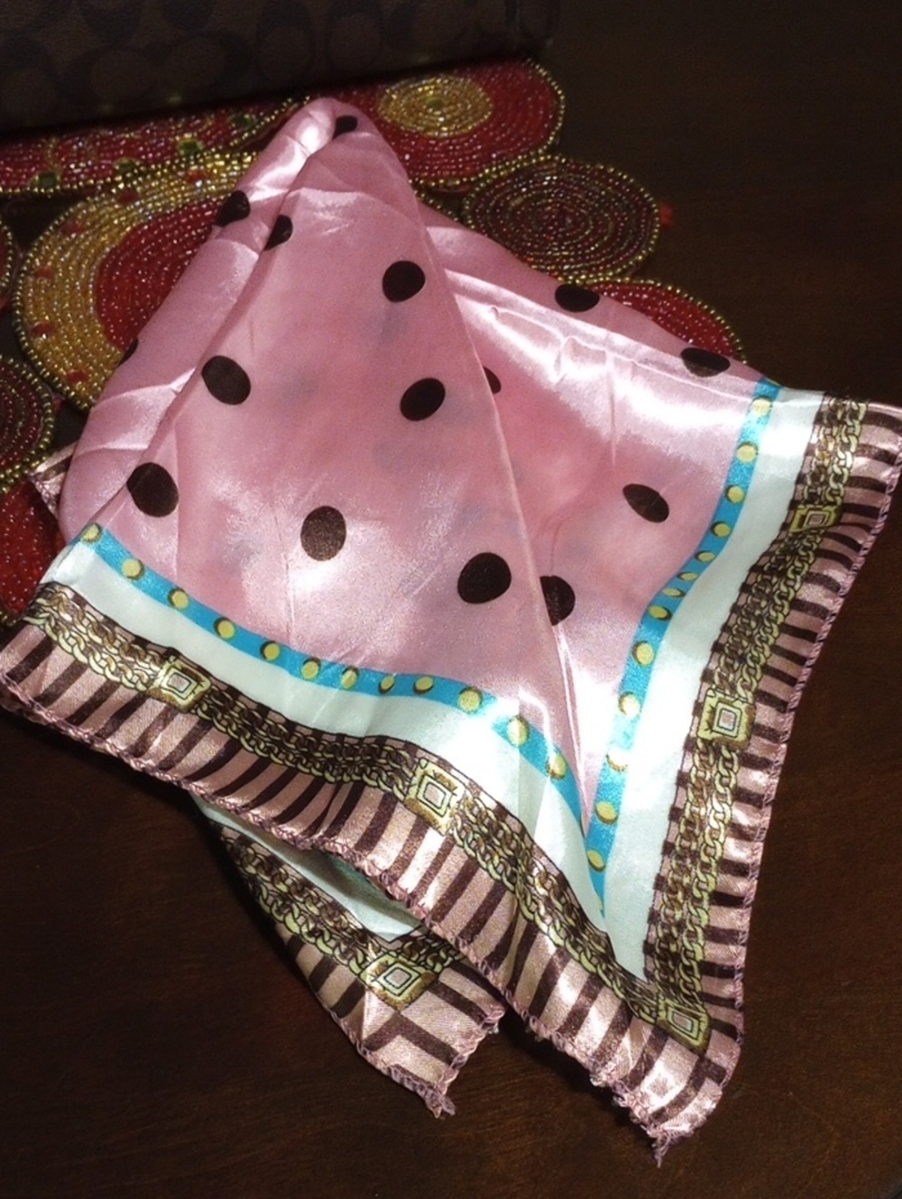 Polka Dot Scarf Pink/Brown